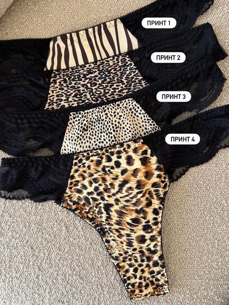 Анімалістичні стрінги з мереживом Т006 фото